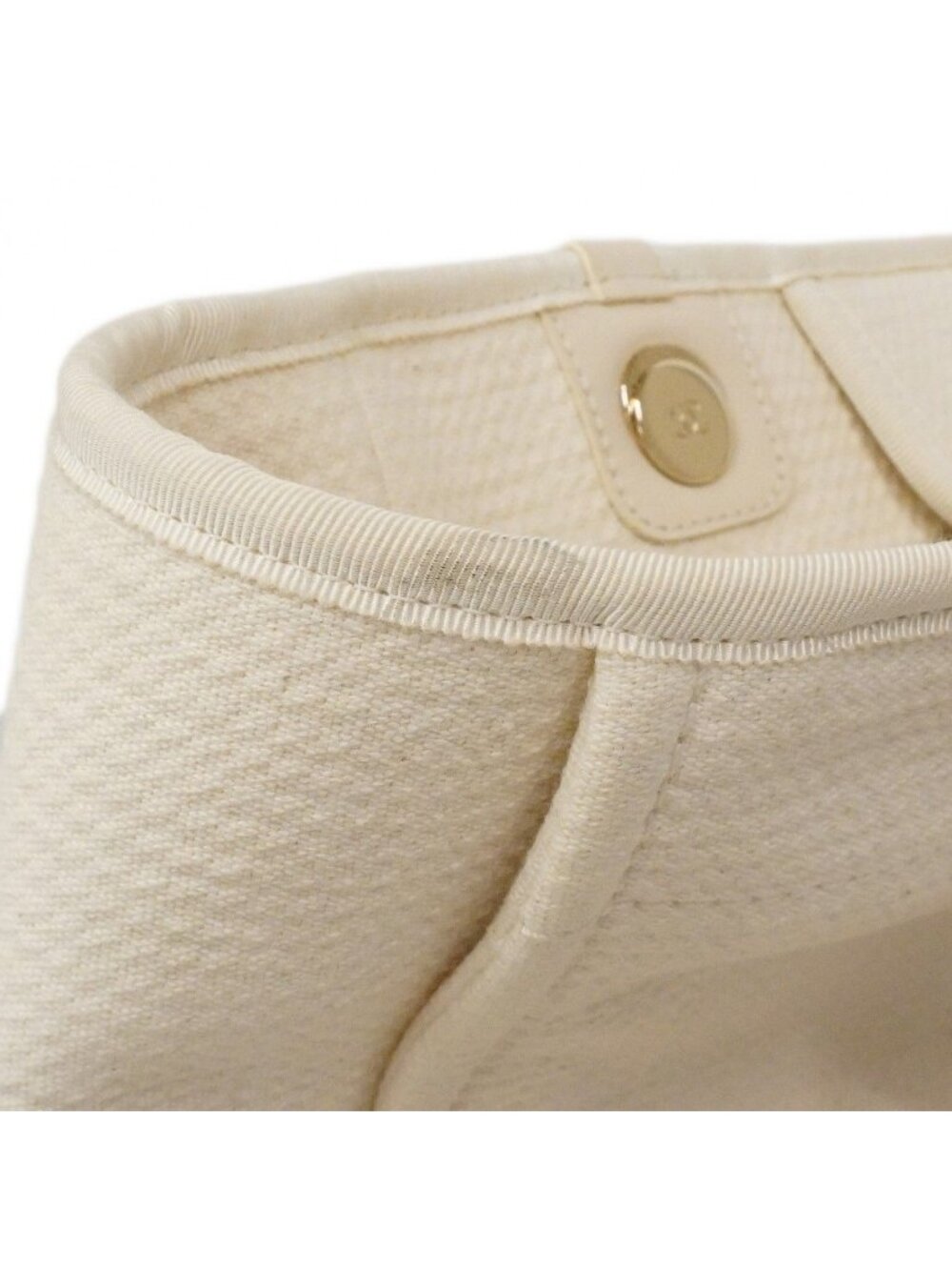Chanel Handbag Deauville Canvas White Champagne Gold 2-Way - Picture 6 of 10
